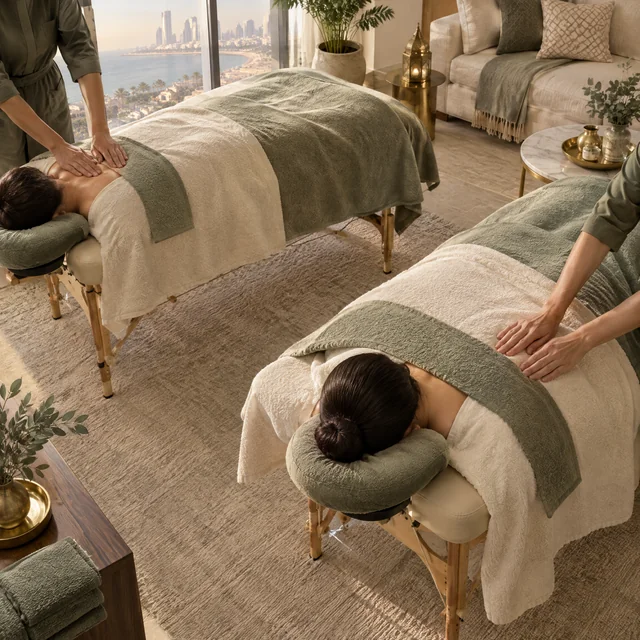 Synchronized massage on two home-visit treatment tables