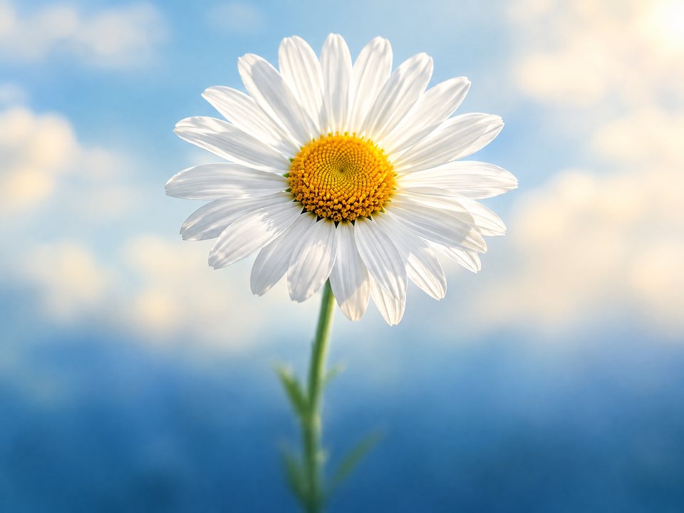 زهرة أقحوان بيضاء في ضوء الشمس