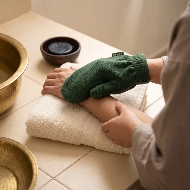 Moroccan kessa exfoliation with black-soap care