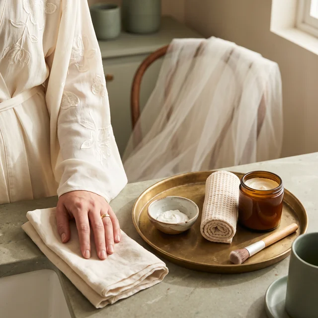 Bridal body and facial care prepared with ivory linens